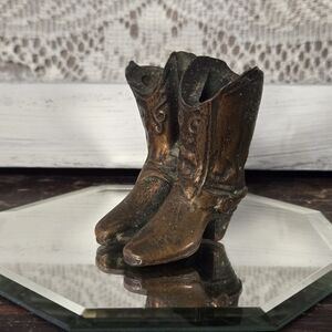 Vintage Cast Metal Cowboy Boots Figurine | Western Décor